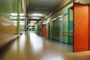 Empty school hallway