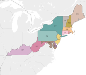 map of Region I states