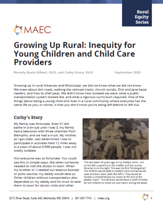 Growing Up Rural: Inequity for Young Children and Child Care Providers ...