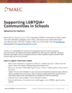 Cover page of the "Supporting LGBTQIA+ Communities in Schools: Resources for Teachers" publication.